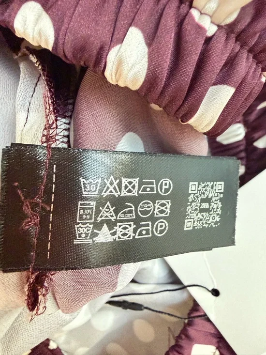 NEW Zara Maroon Polka Dot Midi Skirt Size Small 36343 - Picture 10 of 11